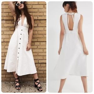 UO White Linen Button Down Midi